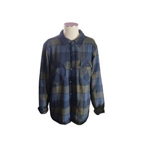 Outdoor research men's feedback shirt jacket Plaid green blue black button front